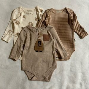 NWT, 3-6M, Rabbit + Bear, 100% Organic Cotton 3-piece Long Sleeve Set